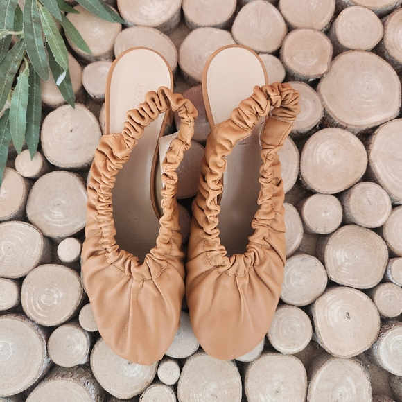 NWOB Ulla Johnson Alia Ruched Leather Slingback Pumps - Picture 2 of 6